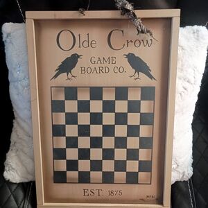 Vintage Crow Checkerboard Game Decor